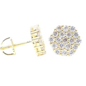 Yellow Gold Finish Lab Diamonds Cluster Earrings
